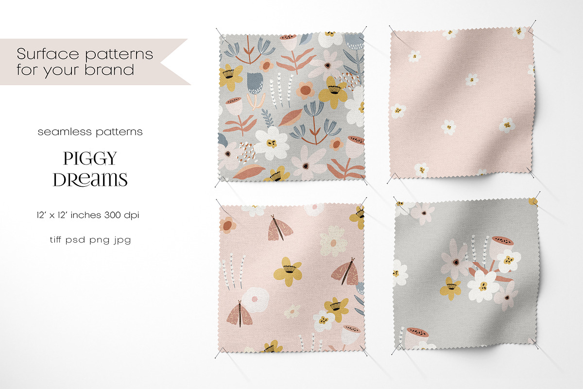 Piggy Dreams –Kids Seamless Patterns, a Pattern Graphic by PROTEA Watercolor Studio (Photo 2 of 8)