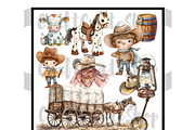 Watercolor Cute Cowboy Clipart, an Illustration by CraftCrateShop (Thumbnail 7 of 8)