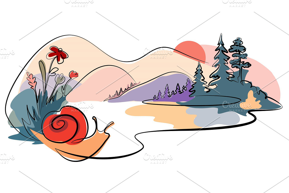 Beautiful landscape with Lake, woods, a Seasonal Illustration by Valenty (Photo 1 of 3)