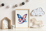 Watercolor 4th of July Butterfly Cli, an Illustration by CreationArt (Thumbnail 5 of 9)