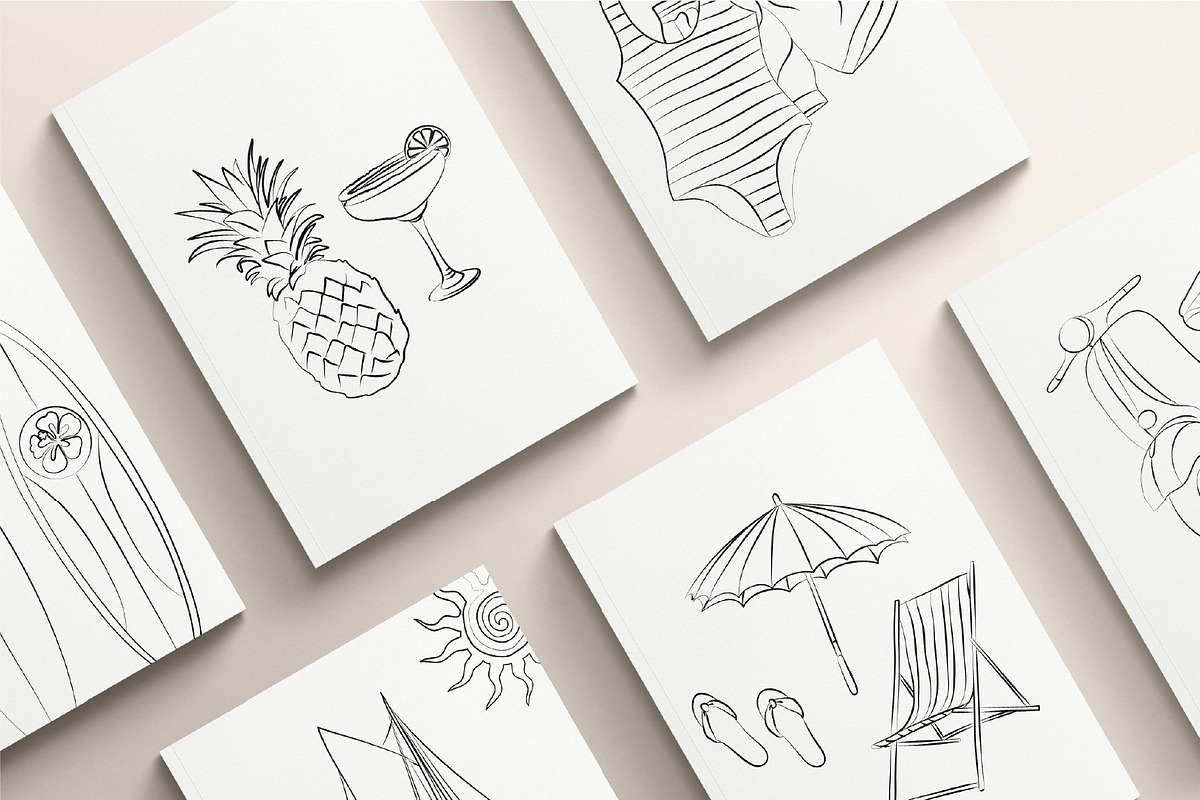 Line Beach Vibes – Summer Clipart, a Decorative Illustration by La Petite Line Art (Photo 10 of 13)