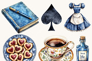 Vintage Blue Wonderland Clipart, a Person Illustration by BusyDaydesign (Thumbnail 4 of 9)