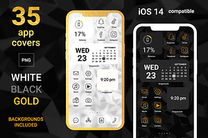iOS 14 App Icons | black&golden, an Outline Icon by wowomnom