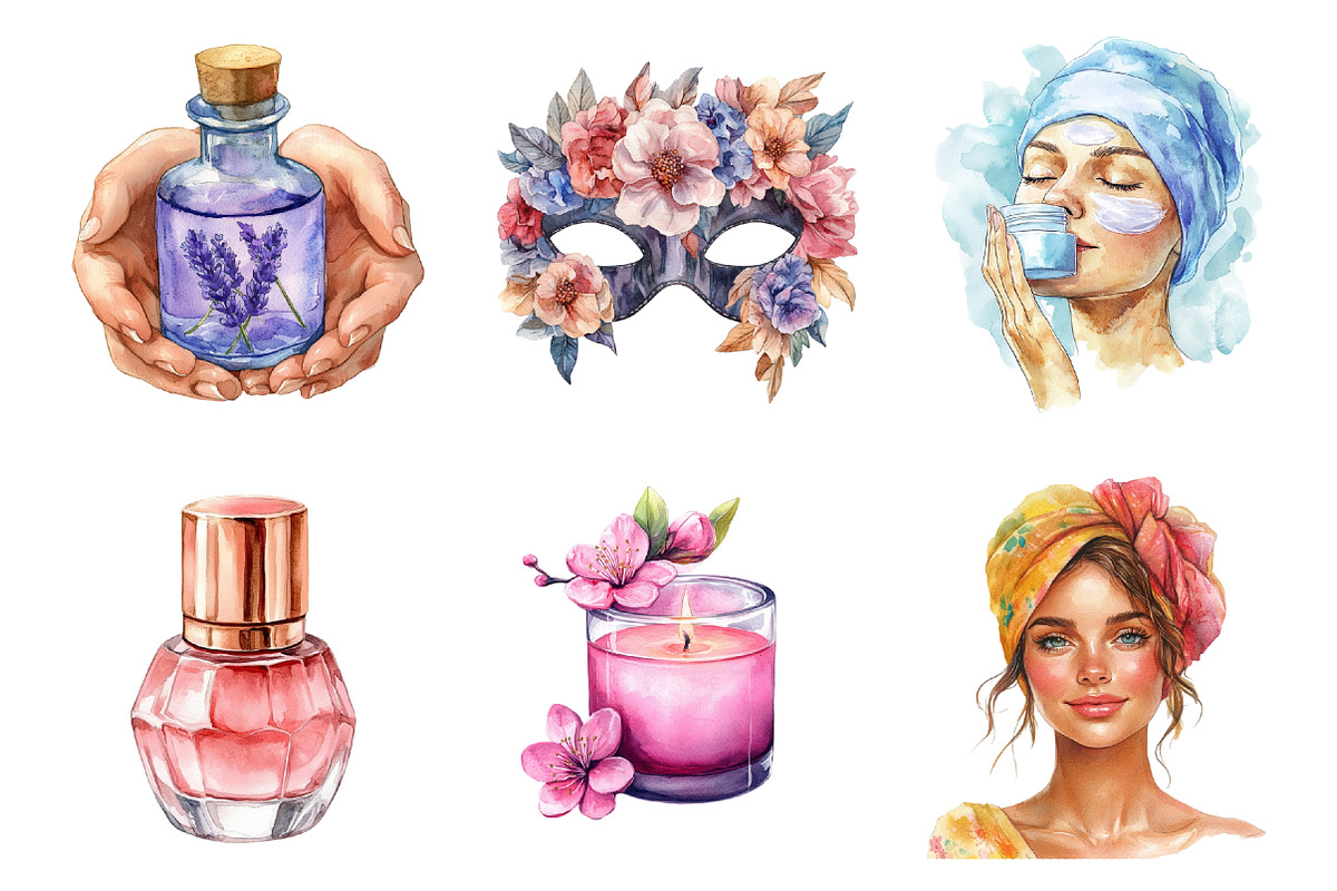 Spa Mothers Day Watercolor Clipart, an Illustration by SinaCreation (Photo 4 of 5)