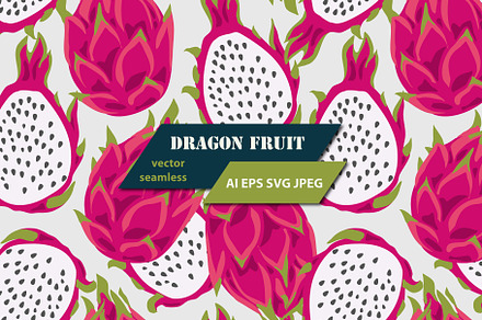 Tropical vector pattern. Dragonfruit