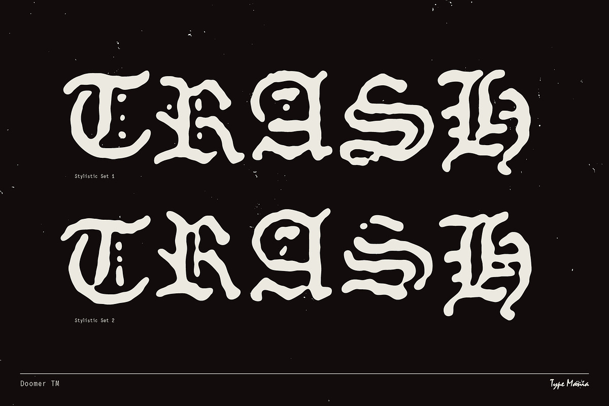 Doomer TM – Distressed Blackletter, a Blackletter Font by Type Mania (Photo 3 of 10)