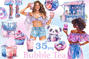 Bubble Tea Clipart Drinks PNG Bundle, a Food Illustration by GlamArtZhanna (Thumbnail 1 of 6)