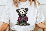 Whimsical Panda Christmas Clipart, an Illustration by CraftArtStudio (Thumbnail 5 of 6)