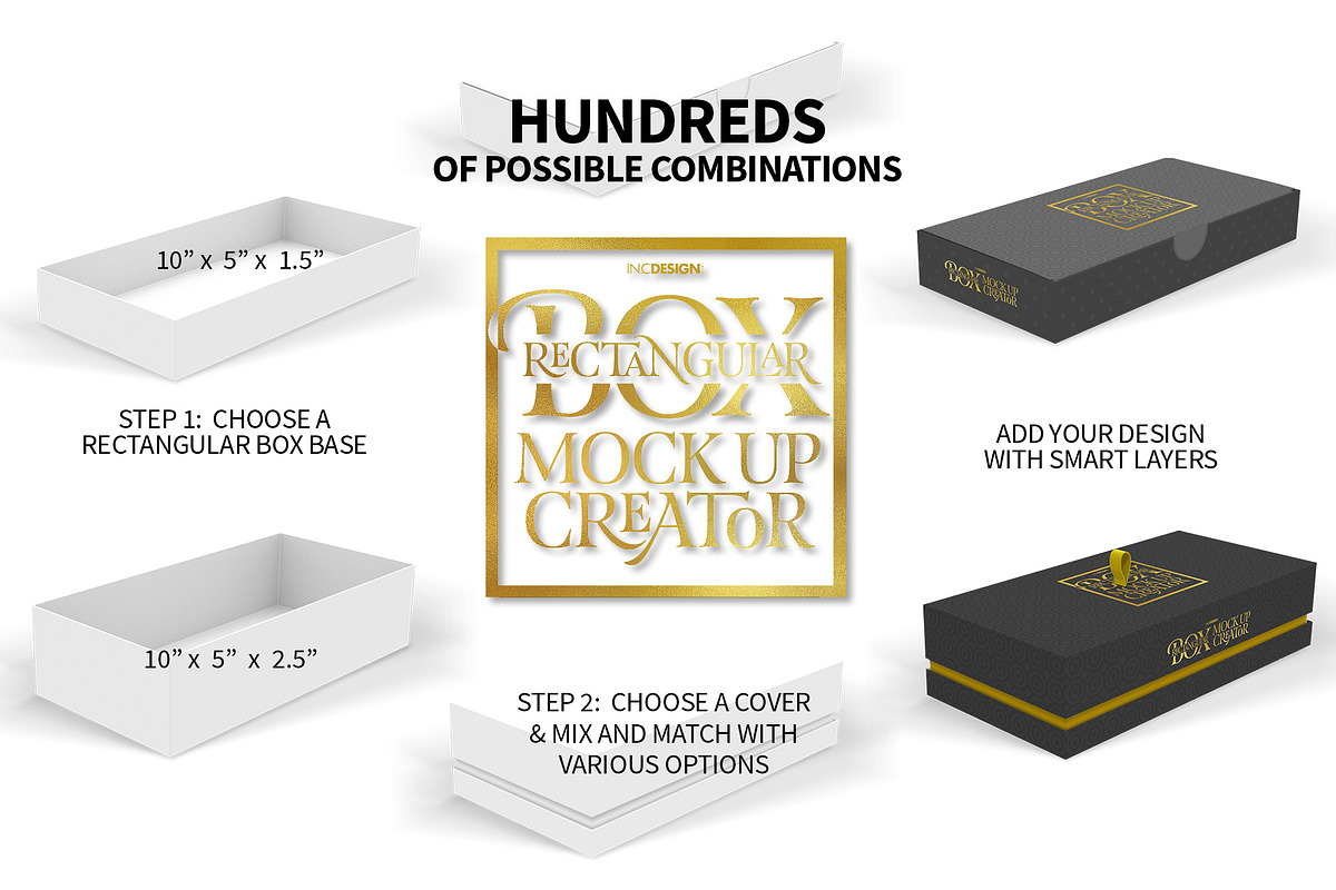 Rectangular Box Mock Up Creator, a Packaging Mockup by INCDesign