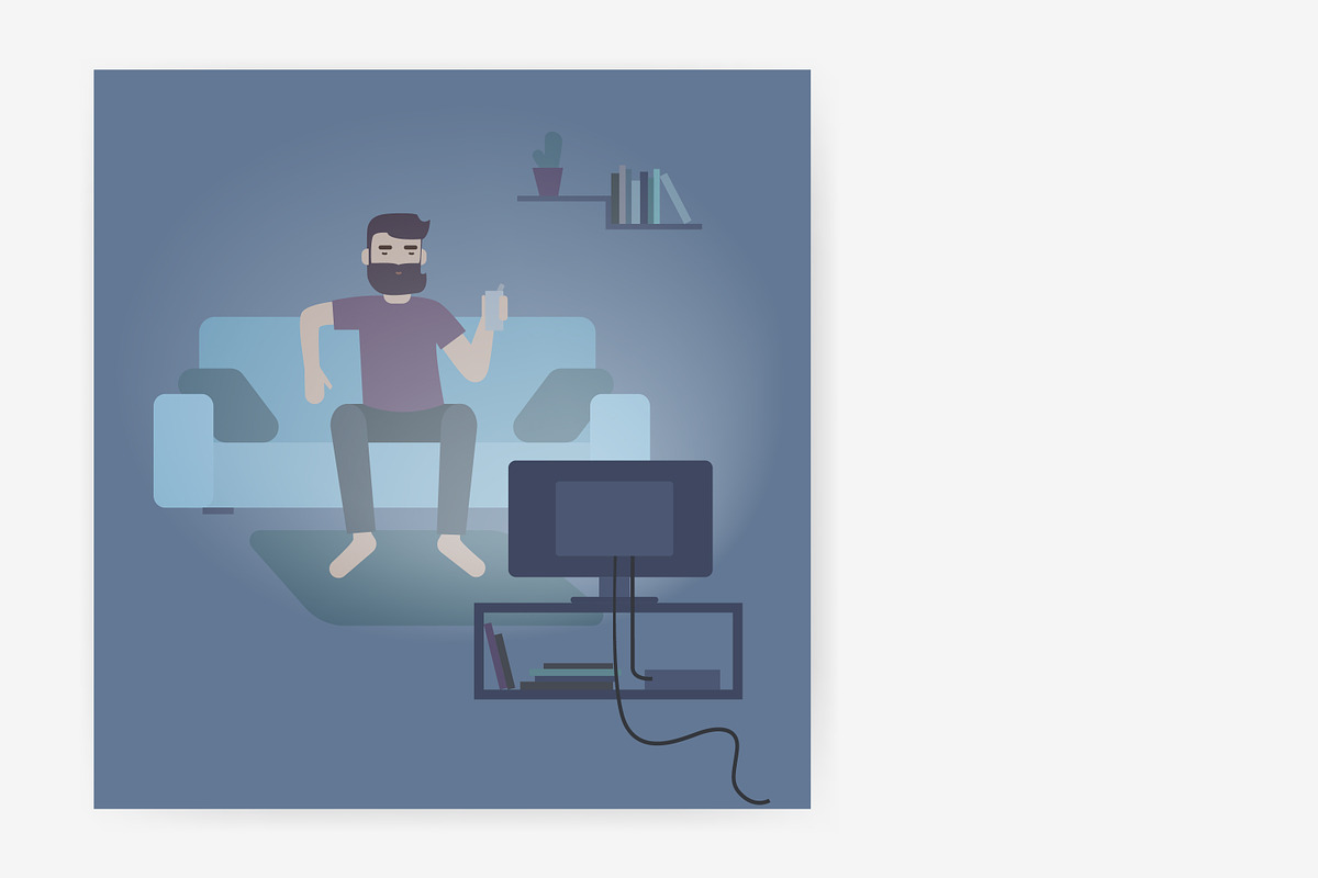 Man watching sport game on TV, a Person Illustration by Good Studio (Photo 2 of 3)