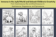 127 Kawaii Dinosaur Coloring Pages, a Brochure Template by LA Design (Thumbnail 3 of 10)