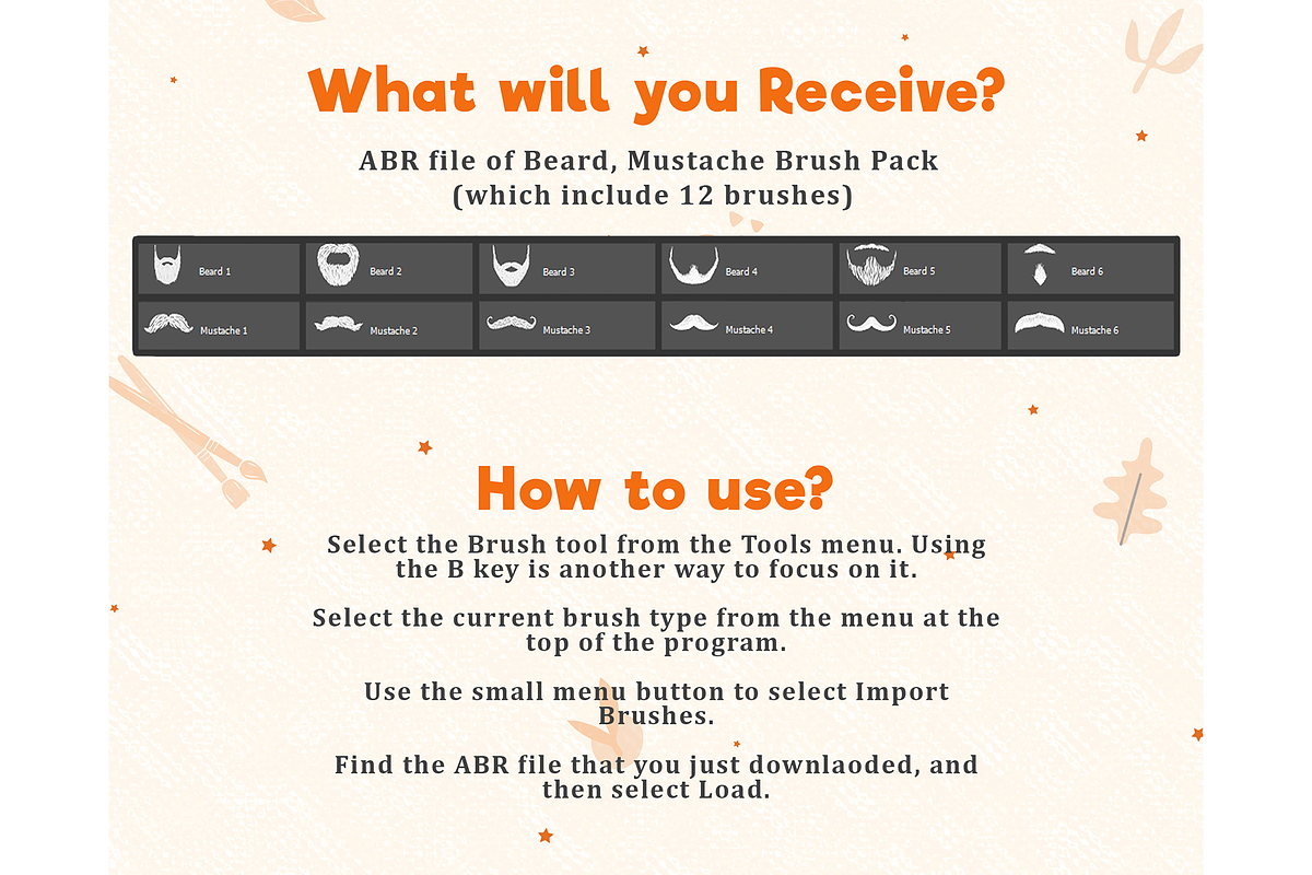 24 Photoshop Beard Moustache Brushes, a Brush Add-On by Velo Graphic Studio (Photo 5 of 6)