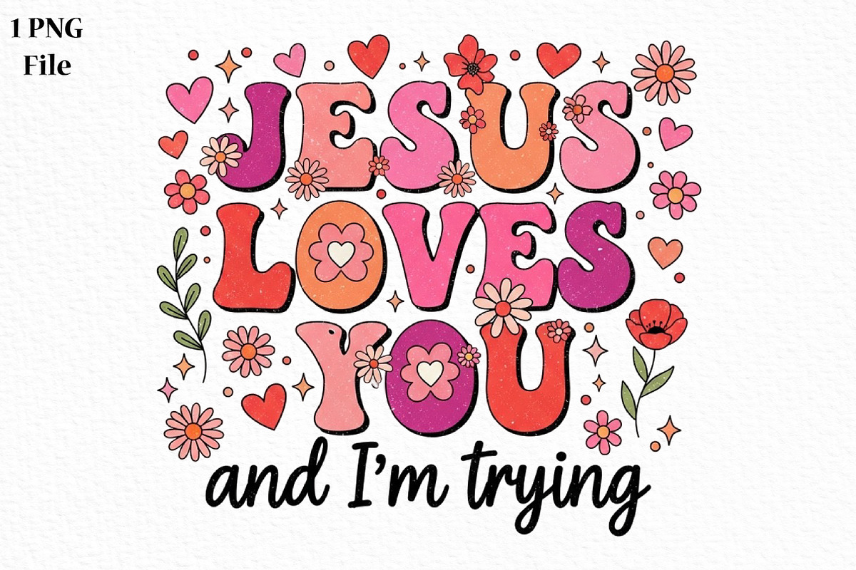 Jesus Loves You Retro Valentines Day, an Illustration by Canvas Craft (Photo 1 of 6)