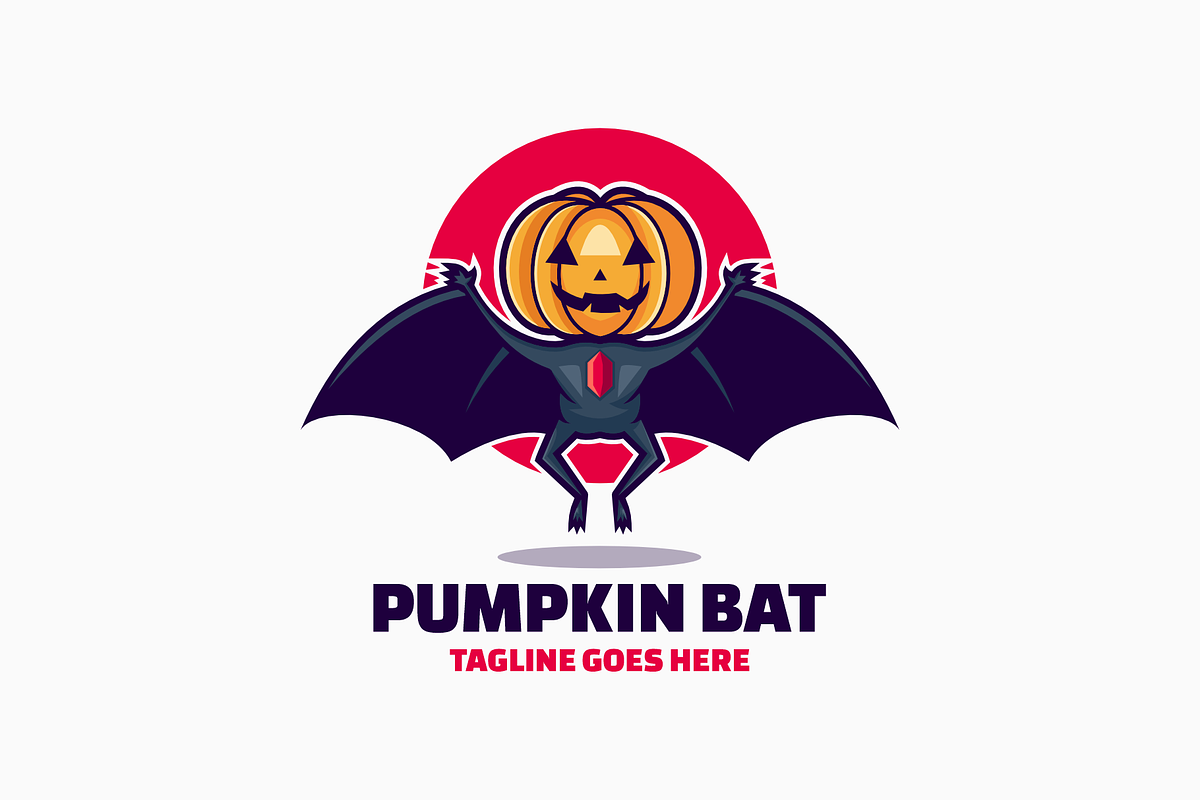 Pumpkin Bat Mascot Cartoon Logo, a Branding & Logo Template by Artnivora.Std