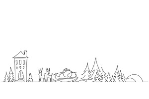Christmas landscape one line 2