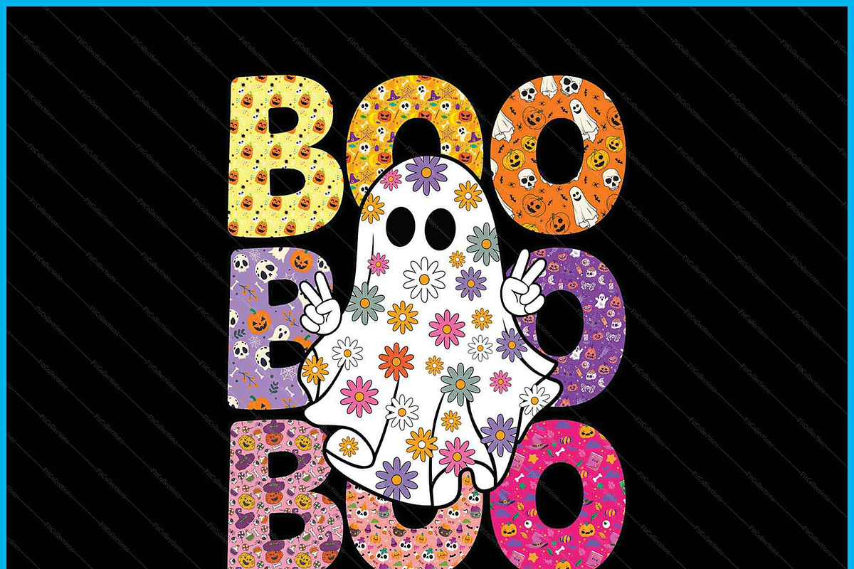 Cute Ghost Floral Boo Halloween SVG, a Graphic by Creativeusart (Photo 3 of 4)