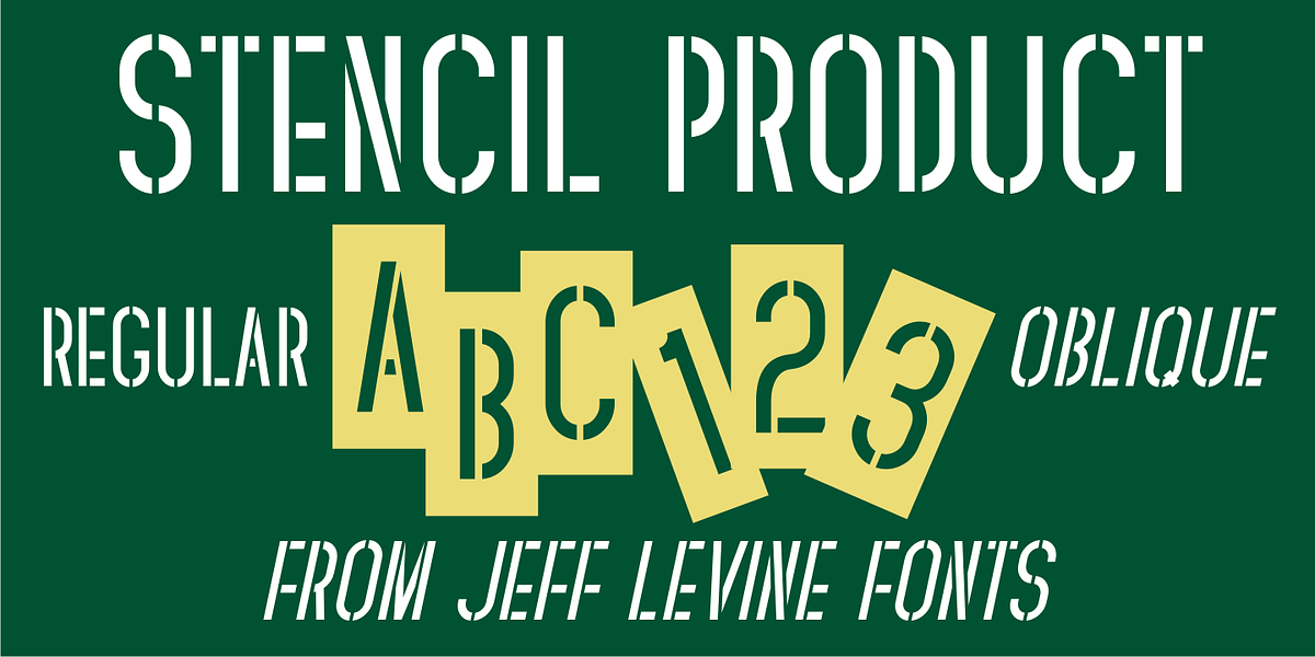 Stencil Product JNL, a Sans Serif Font by Jeff Levine Fonts