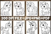 Cute Unicorn Coloring Pages for Kids, an Animal Illustration by Design Station (Thumbnail 2 of 4)