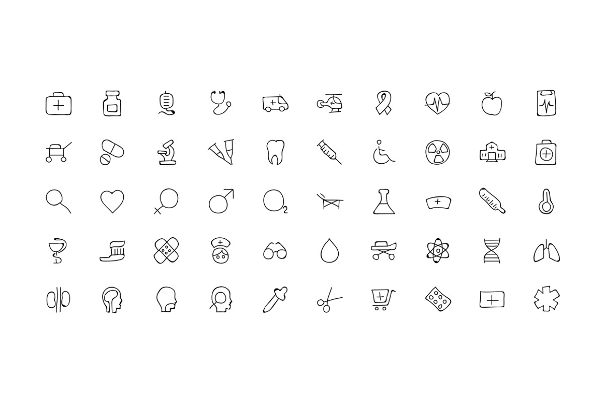 100 Medical Hand Drawn Doodle Icons, an Outline Icon by Creative Stall (Photo 3 of 3)