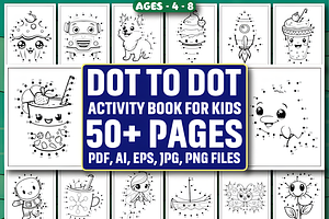 50 Dot to Dot Activity Book for Kids, an Education Illustration by Design Station