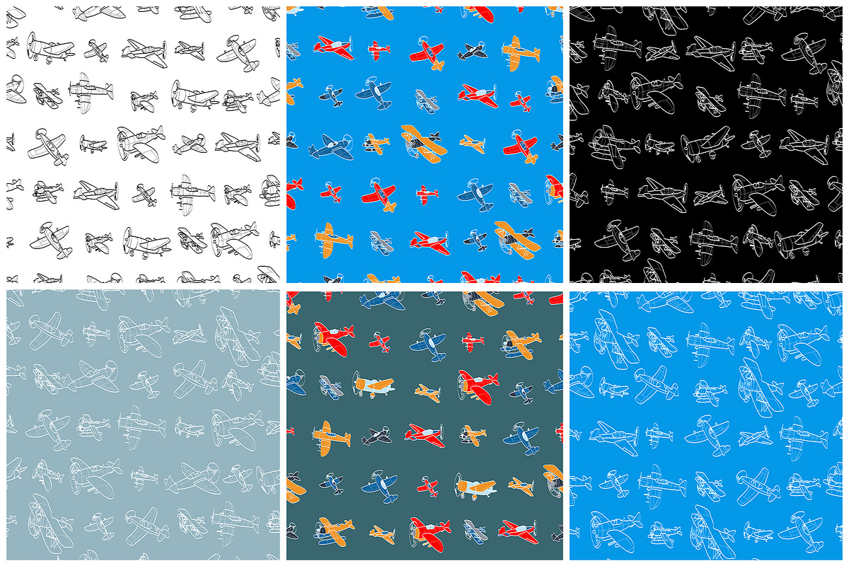 Airplanes. 30 vector patterns, a Pattern Graphic by Alena Stoyko design (Photo 8 of 13)