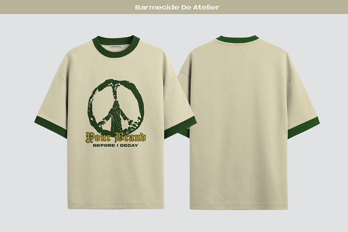 Oversized ringer t-shirt mockup, an Apparel Mockup by Barmecide Mockup Studio (Photo 1 of 4)