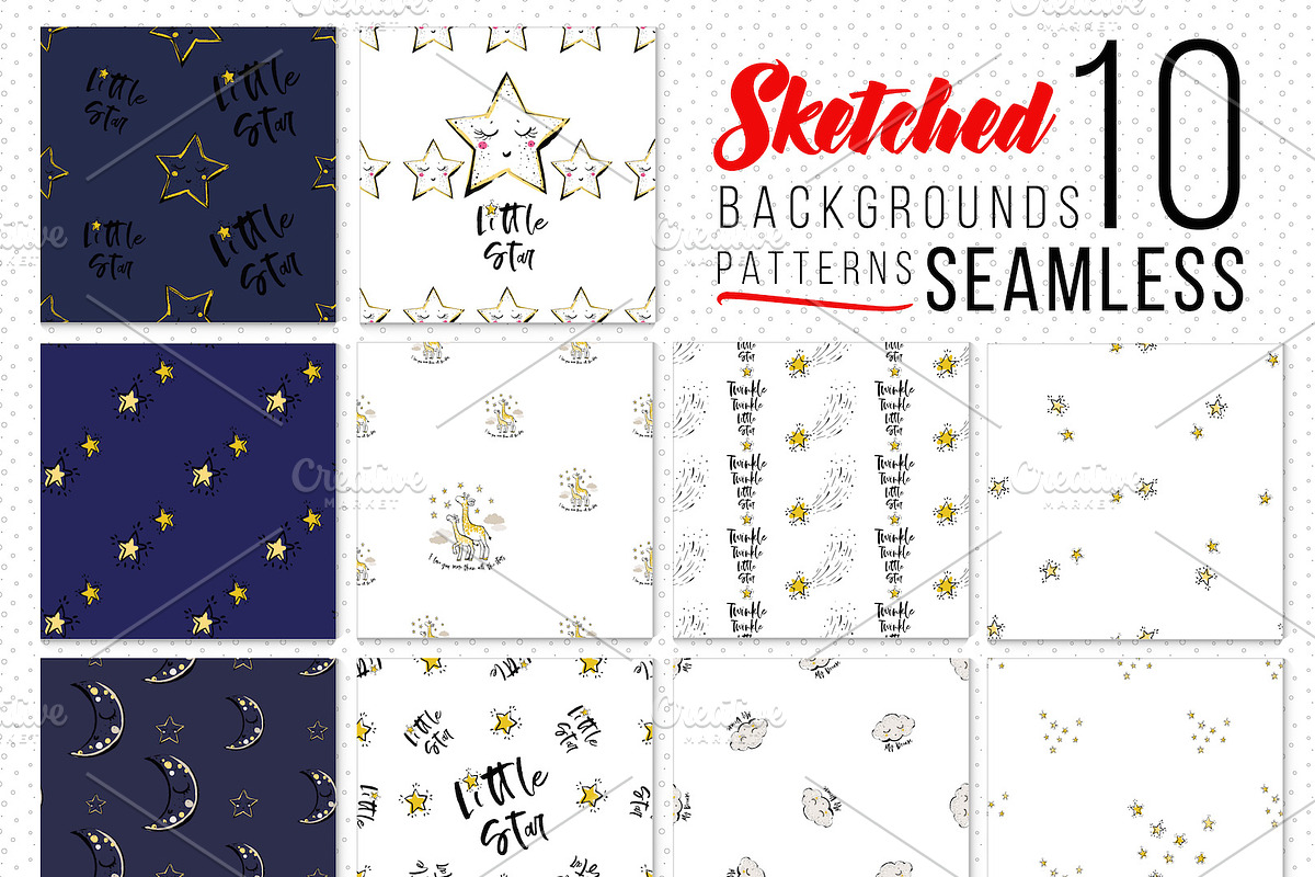 Goodnight Kid Elements & 70 Patterns, a Pattern Graphic by Sopelkin (Photo 5 of 10)