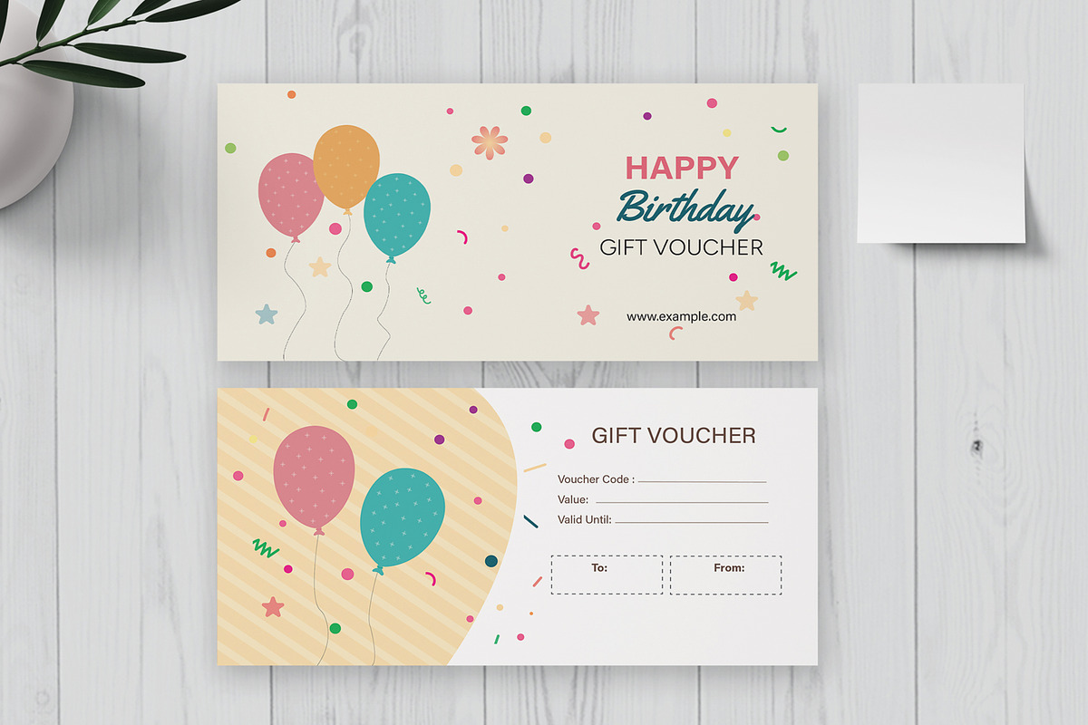 Birthday Gift Voucher Template, a Card Template by MightyDesign (Photo 2 of 6)