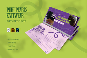 Pearls Knitwear - Gift Certificate, a Card Template by VUNIRA