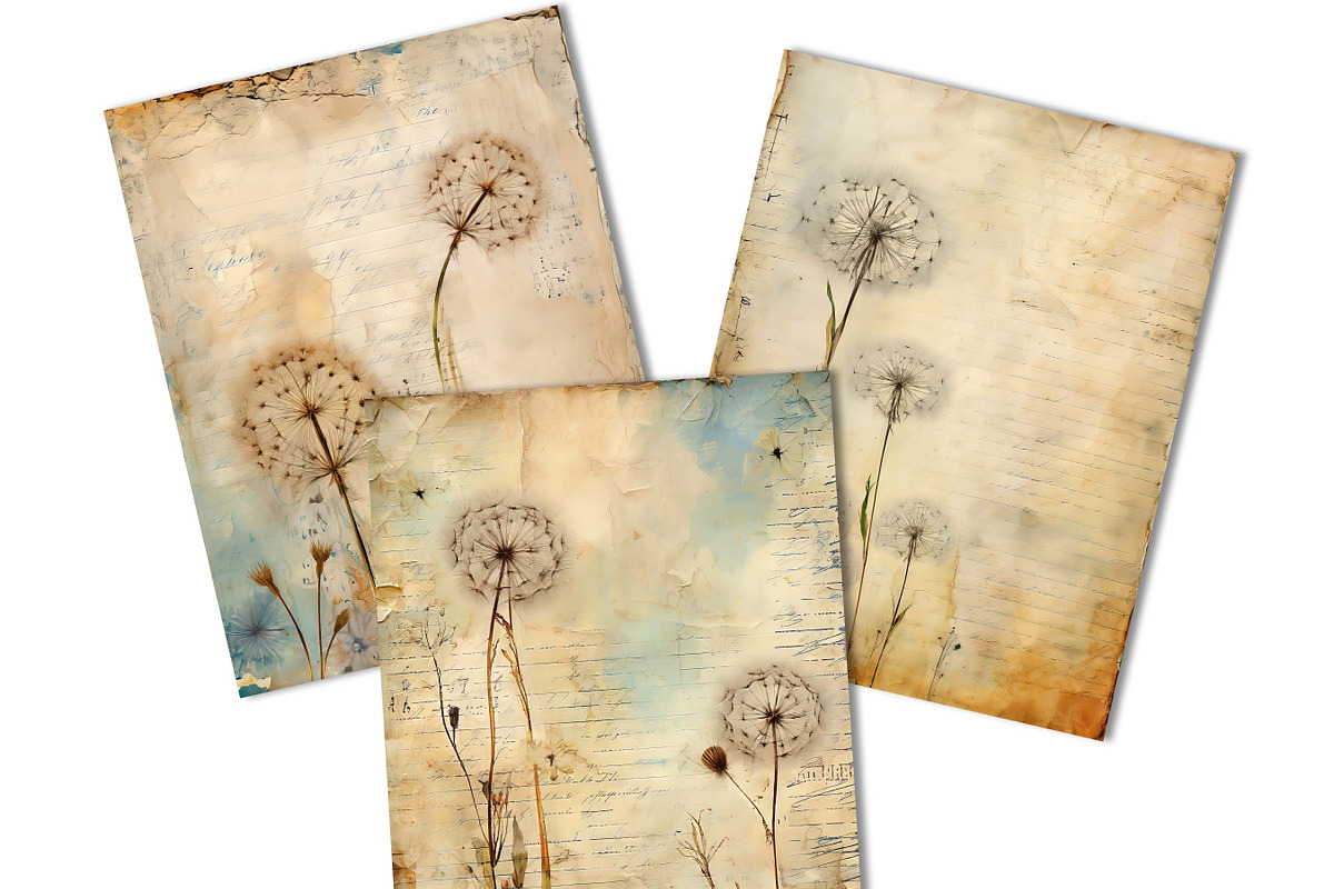 Vintage Dandelions Decorative  Paper, a Background Graphic by BusyDaydesign (Photo 4 of 9)