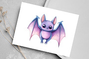 Watercolor Kawaii Halloween Clipart, an Illustration by Canvas Craft (Thumbnail 7 of 8)