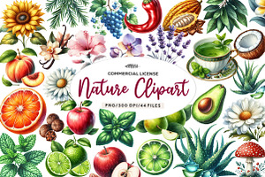 Watercolor Nature Clipart, an Illustration by CreationArt