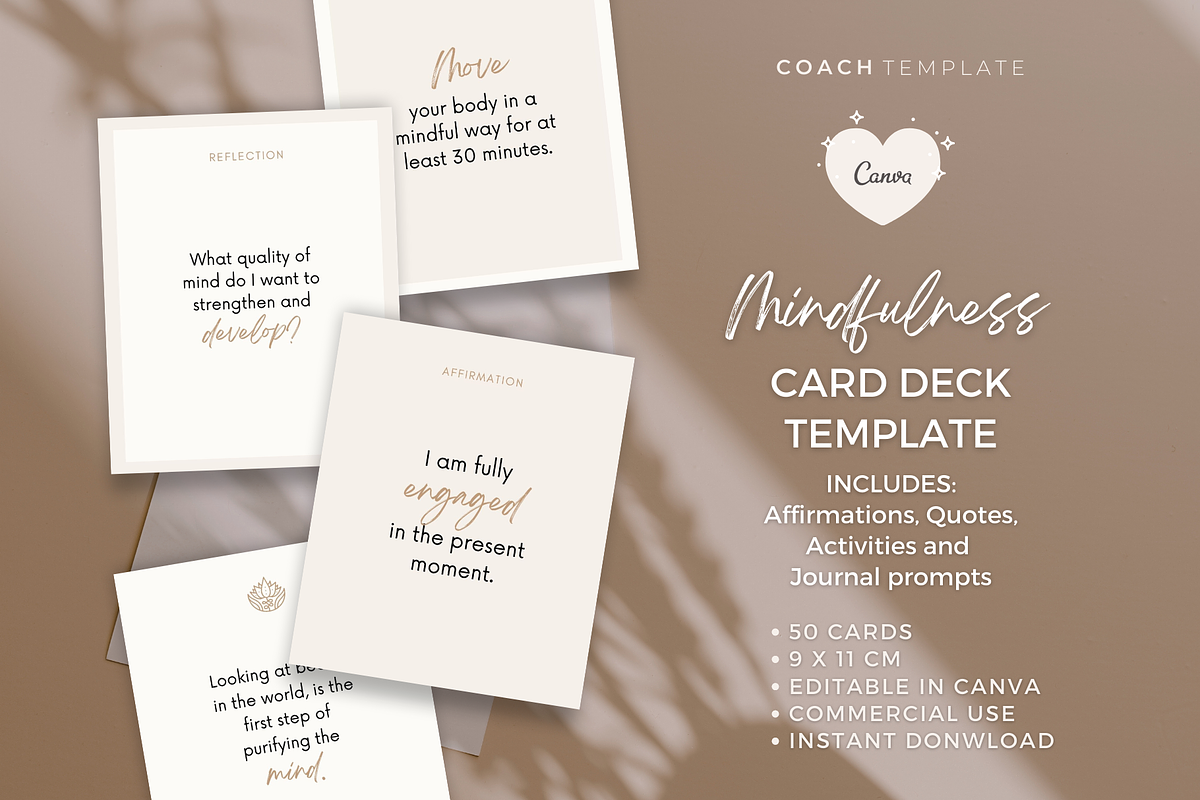 Mindfulness Card Deck Canva Template, a Card Template by COACHTEMPLATE (Photo 1 of 11)