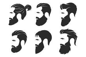 Set Of Silhouettes Of A Bearded Men