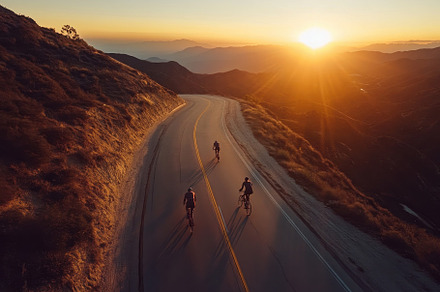 Drone captures cyclists riding on ca, a Photo by Iftikhar Alam