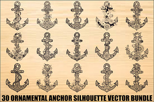 Ornamental Anchor Silhouette SVG, an Illustration by Designs_River