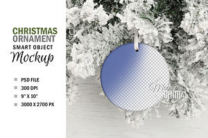 Round Christmas Tree Ornament Mockup