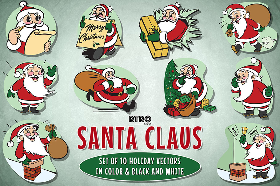 RTRO Santa Claus RTRO Santa Claus 8, an Illustration by RTRO Stock