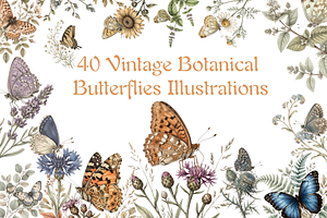 Vintage Botanical Butterflies