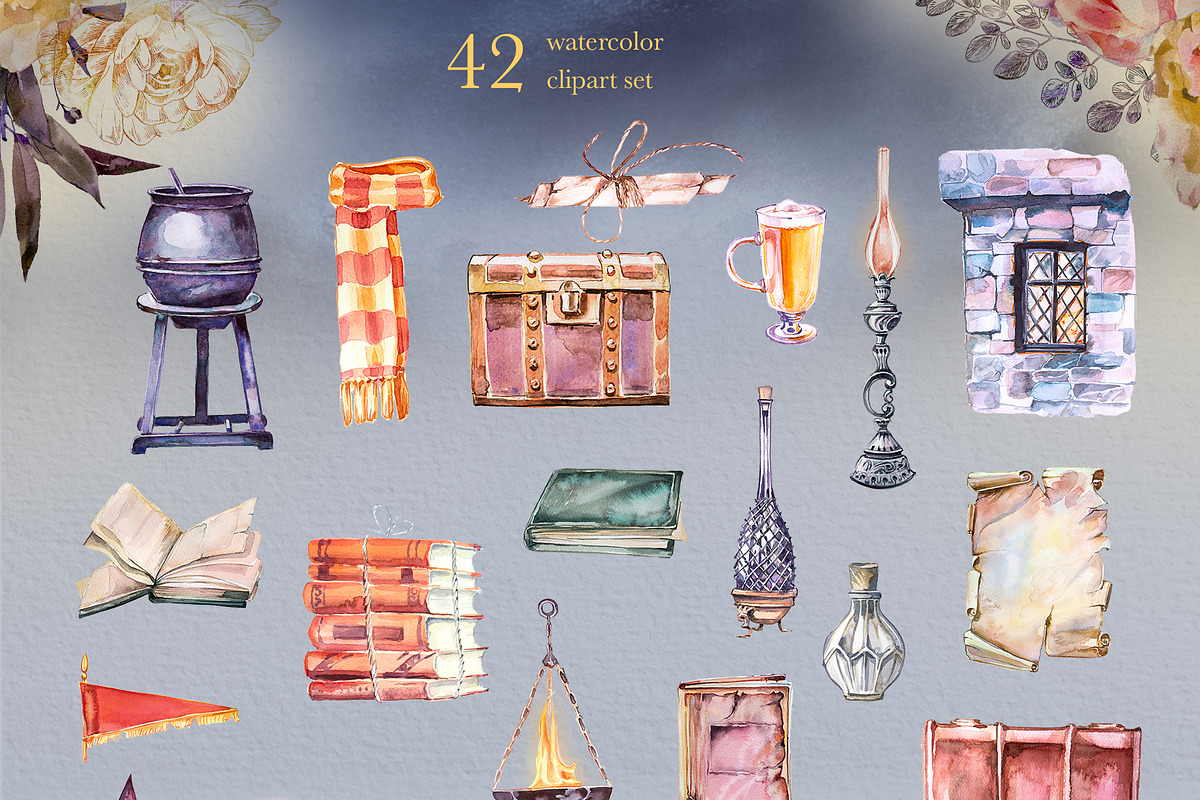 Sale!Watercolor Magician Clipart Set, a Decorative Illustration by ArtCreationsDesign (Photo 8 of 9)