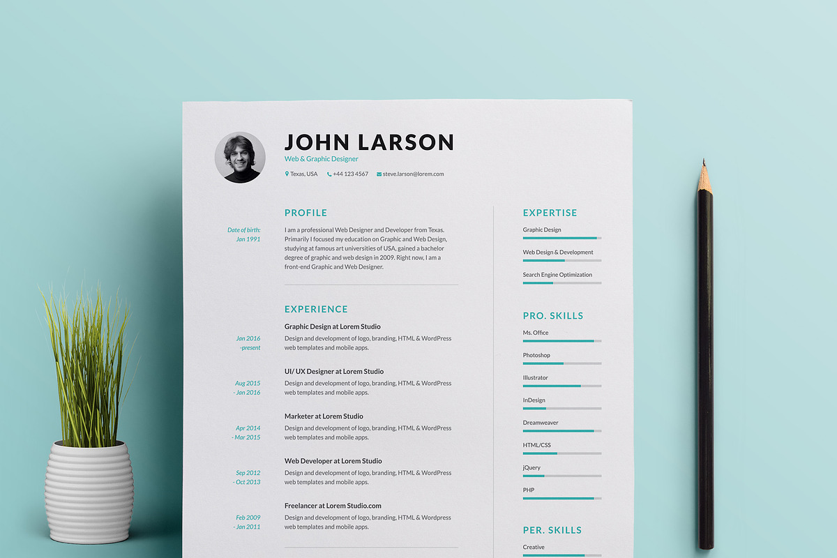 Clean Resume, a Resume Template by GraphicaShop (Photo 1 of 5)