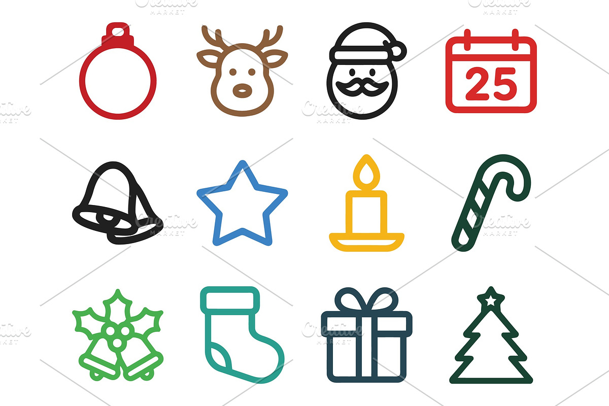 Christmas Icons Design, an Outline Icon by Vectorium Studio (Photo 2 of 2)