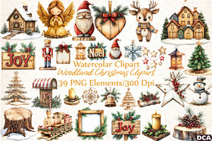Woodland Christmas Clipart, an Illustration by DreamCafeArt