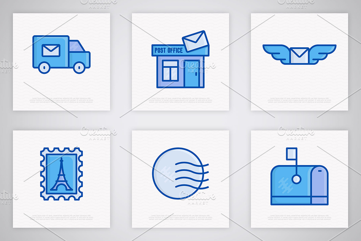 Post Office | 16 Thin Line Icons Set, an Outline Icon by Alex Blogoodf (Photo 6 of 11)