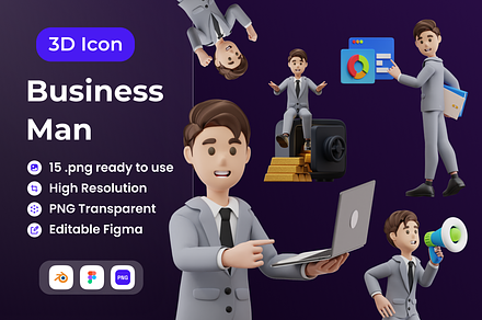 Business Man 3D Illustration, a Characters & Person 3D Model by Vektora Studio
