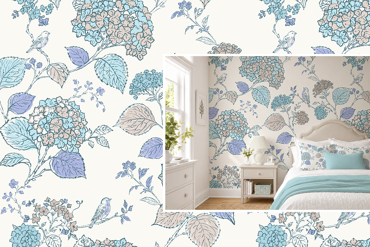 Hydrangea Daydream by AashimaDesigns, a Pattern Graphic by AashimaDesigns (Photo 4 of 5)