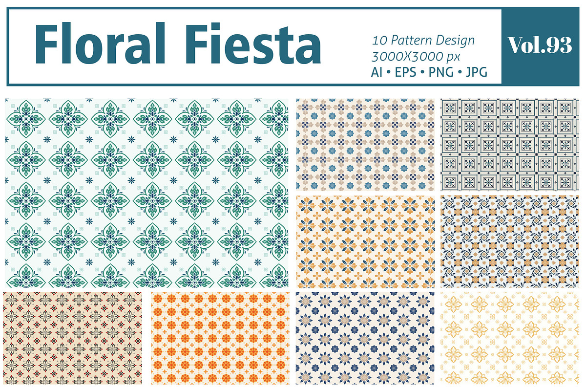 Floral Fiesta Pattern, a Pattern Graphic by MSG Studio (Photo 1 of 11)