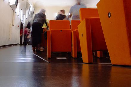 Taking seat at the theater