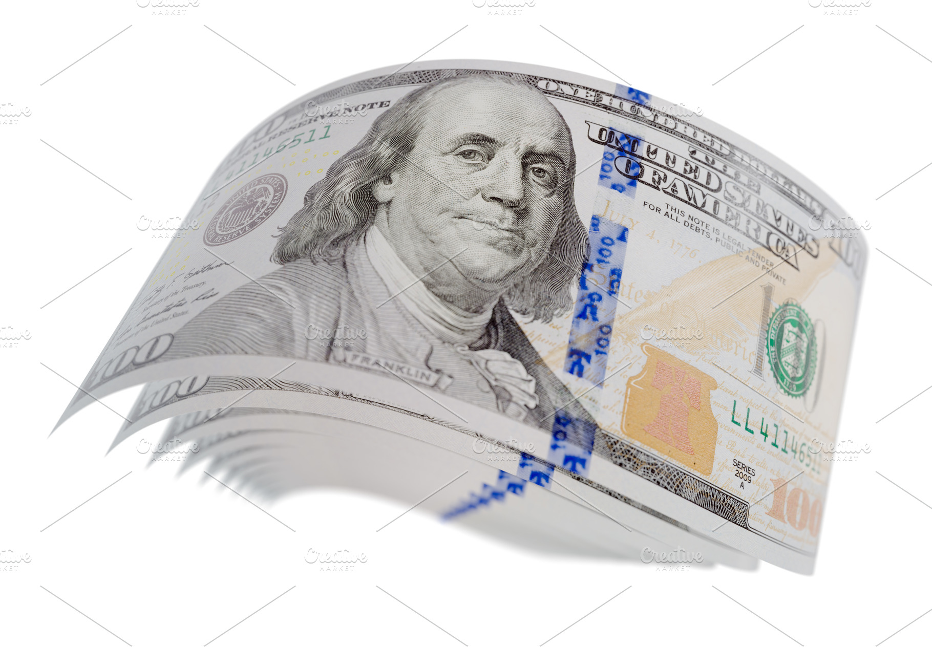 US 100 Dollar Bills Isolated White, a Business Photo by Andy Dean Photography