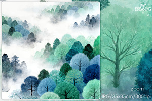 Misty Forest Watercolo, a Decorative Illustration by yahu88studio